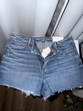 American Eagle Outfitters Distressed Mom Short Light Blue Denim Cutoff Shorts